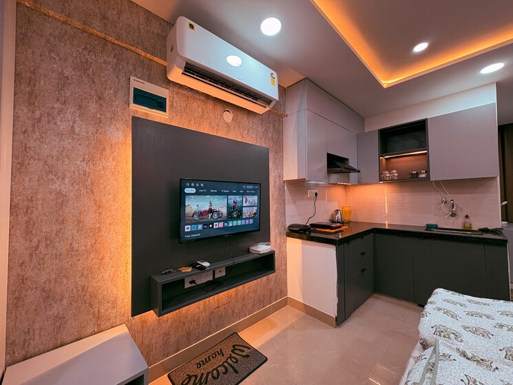 Living Room, okay-plus-solitaire-suites Studio 403 Sq.Ft. Apartment In Ramnagariya Jaipur 9412267