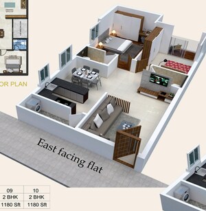 Floor Plan in 2 BHK Apartment at Suchitra – for Sale