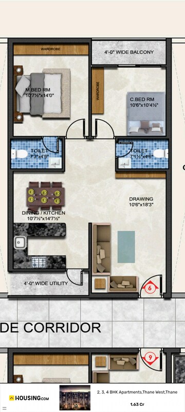 Floor Plan in 2 BHK Apartment at Suchitra – for Sale
