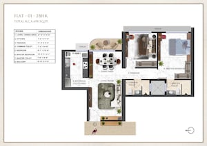 Floor Plan in 2 BHK Apartment at Ravi The Gateway, Kandivali West – for Sale