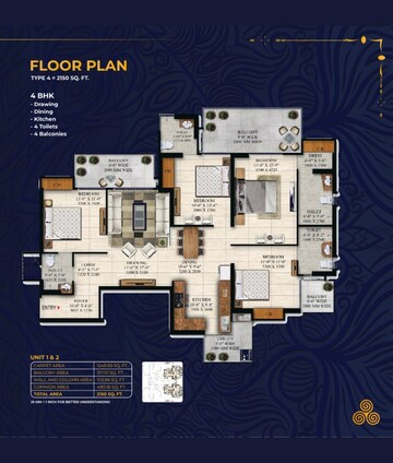 Floor Plan in 4 BHK Apartment at Noida Extension – for Sale