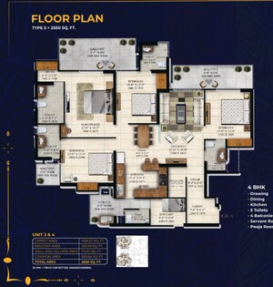 Floor Plan in 4 BHK Apartment at Noida Extension – for Sale