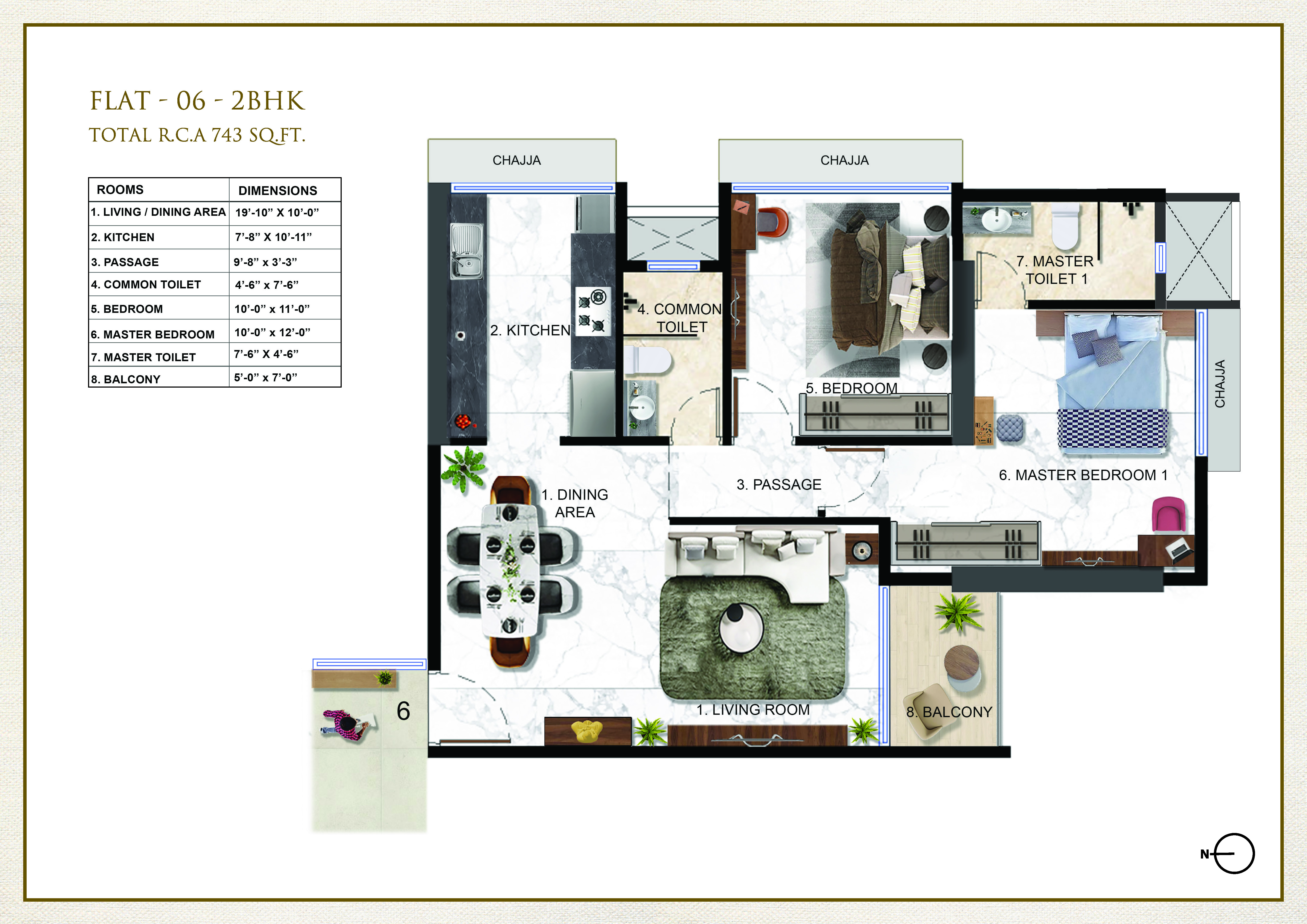 Floor Plan in 2 BHK Apartment at Ravi The Gateway, Kandivali West – for Sale