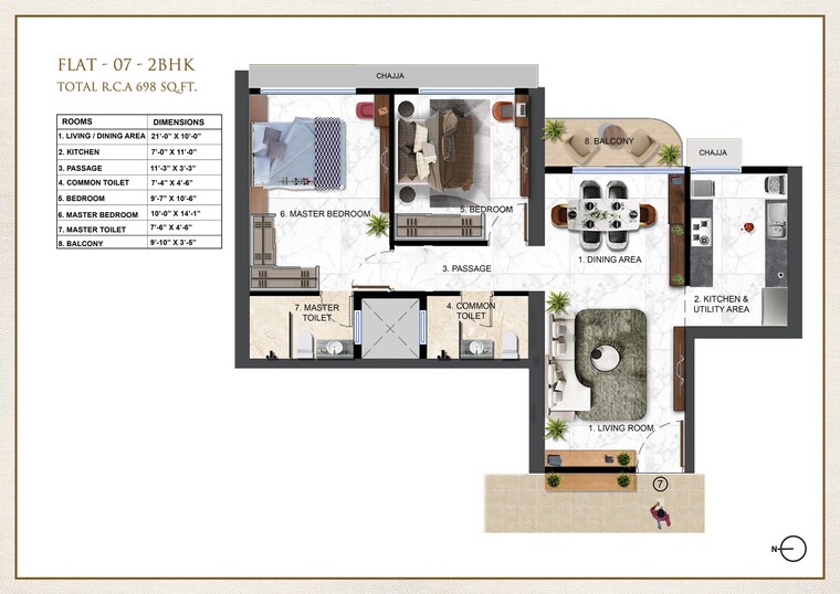 Floor Plan, ravi-the-gateway 2 Bedroom 689 Sq.Ft. Apartment In Kandivali West Mumbai 9412964