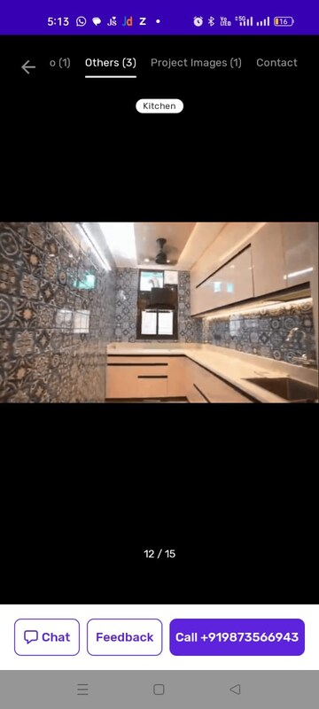 Kitchen in 3 BHK Builder Floor at Anand Niketan – for Rent