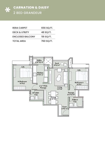 Floor Plan in 1 BHK Apartment at Prestige Garden Trails, Mira Road – for Sale