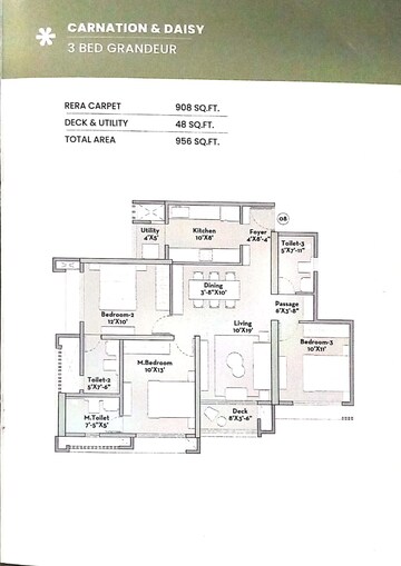 Floor Plan in 1 BHK Apartment at Prestige Garden Trails, Mira Road – for Sale