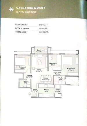 Floor Plan in 1 BHK Apartment at Prestige Garden Trails, Mira Road – for Sale