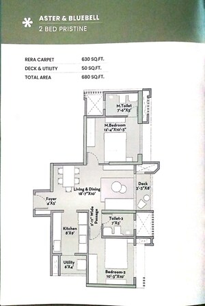 Floor Plan in 2 BHK Apartment at Prestige Garden Trails, Mira Road – for Sale