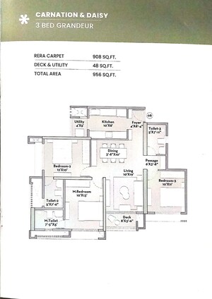 Floor Plan in 2 BHK Apartment at Prestige Garden Trails, Mira Road – for Sale