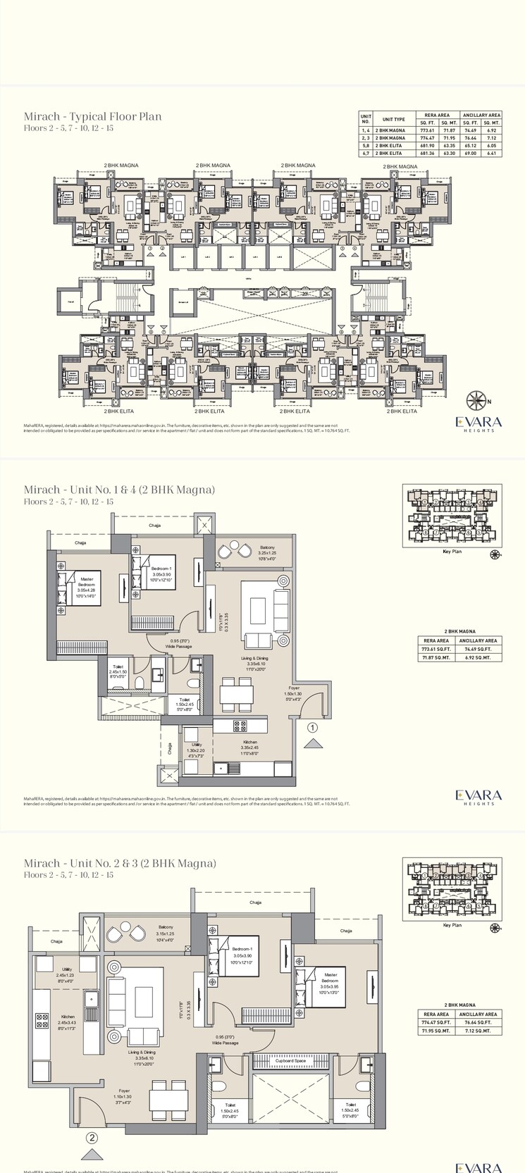 Floor Plan, lnt-evara-heights 2 Bedroom 850 Sq.Ft. Builder Floor In Panch Pakhadi Thane 9419044