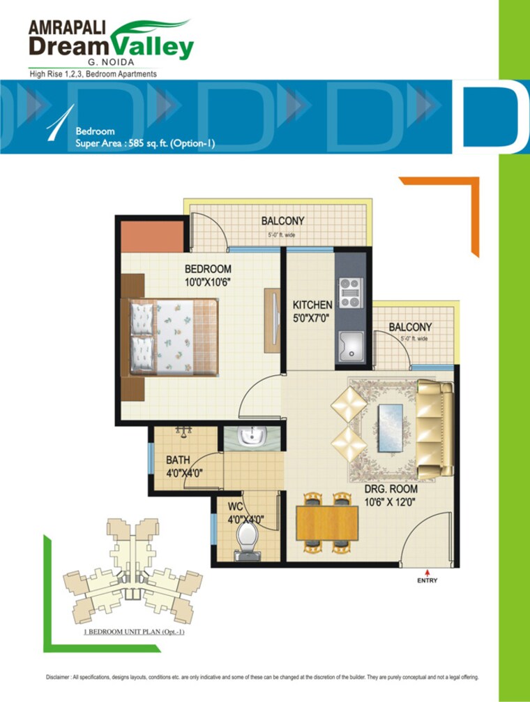 Floor Plan, amrapali-leisure-park 2.5 Bedroom 995 Sq.Ft. Apartment In Amrapali Leisure Valley Greater Noida 9420269