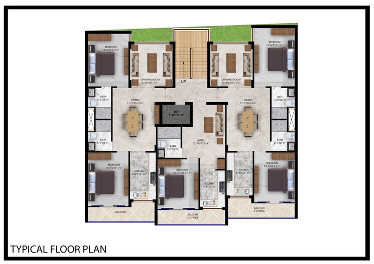 Floor Plan, aamwala 2 Bedroom 1250 Sq.Ft. Builder Floor In Aamwala Dehradun 9420291