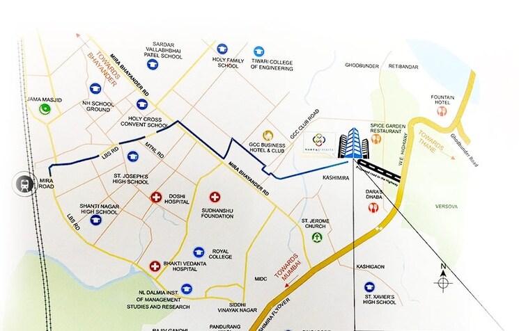 Map Location, jp-north-estella 3 Bedroom 1386 Sq.Ft. Apartment In Mira Road Thane 9420887