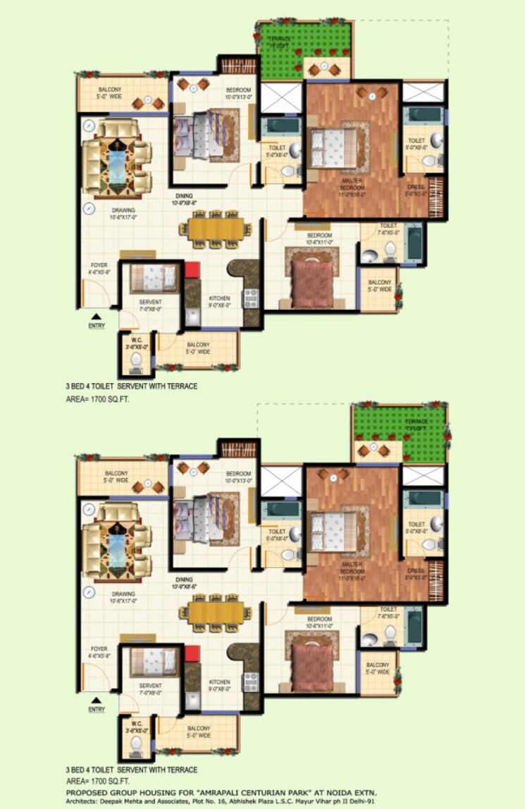 Floor Plan, amrapali-terrace-homes 2 Bedroom 885 Sq.Ft. Apartment In Tech Zone 4 Greater Noida Greater Noida 9421021