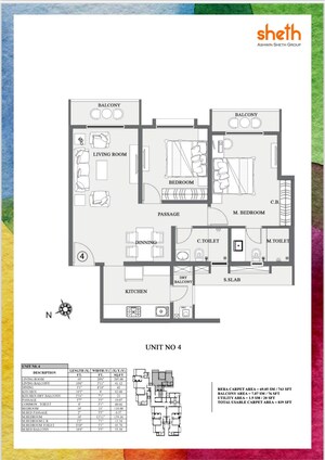 Floor Plan in 2 BHK Apartment at Sheth Avalon, Laxmi Nagar – for Sale