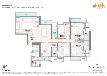 Floor Plan in 4 BHK Apartment at Sheth Avalon, Laxmi Nagar – for Sale