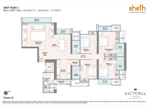 Floor Plan in 5 BHK Apartment at Sheth Avalon, Laxmi Nagar – for Sale