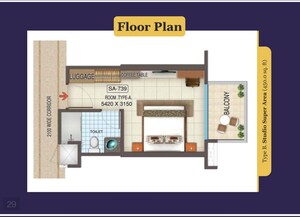 Floor Plan in Studio Apartment at Kaveri City Center, Delta I Greater Noida – for Sale