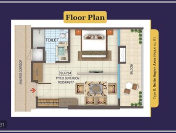 Floor Plan in Studio Apartment at Kaveri City Center, Delta I Greater Noida – for Sale