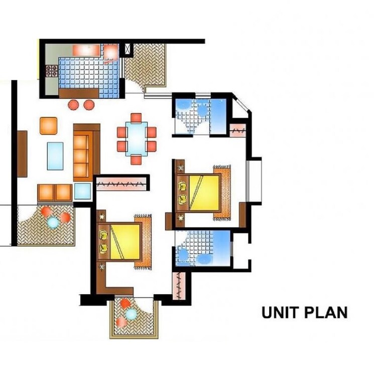 Floor Plan, piyush-heights 2 Bedroom 1268 Sq.Ft. Apartment In Sector 89 Faridabad 9422208
