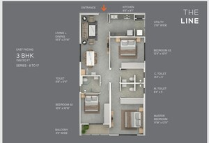 Floor Plan in 2 BHK Apartment at NJC The Line, Narsingi – for Sale