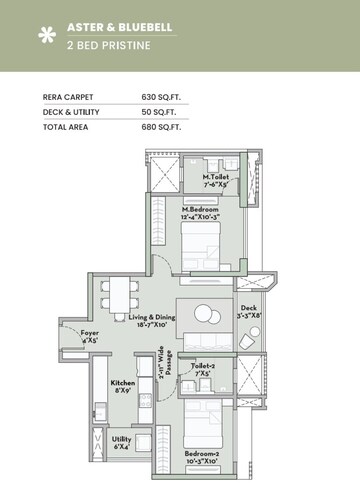Floor Plan in 2 BHK Apartment at Prestige Garden Trails, Mira Road – for Sale