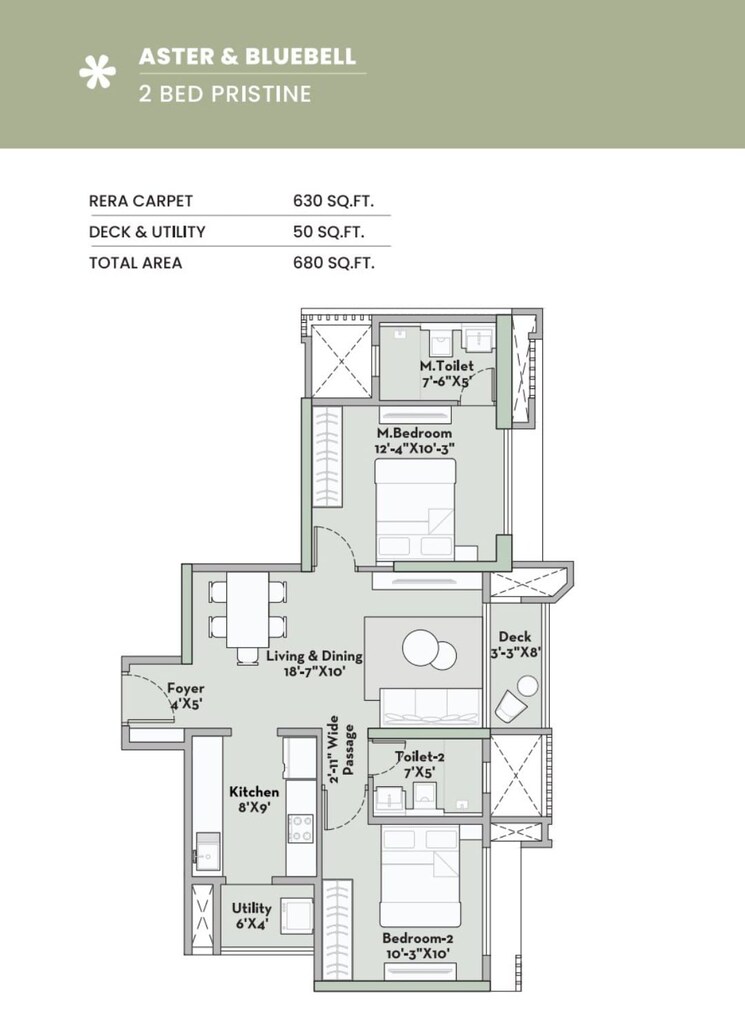 Floor Plan, prestige-garden-trails 3 Bedroom 956 Sq.Ft. Apartment In Mira Road Thane 9423342