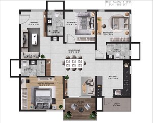Floor Plan in 3 BHK Apartment at Vian Mrida, Kollur – for Sale