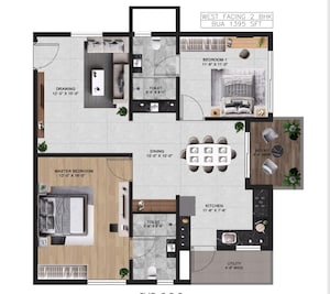 Floor Plan in 3 BHK Apartment at Vian Mrida, Kollur – for Sale