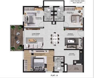 Floor Plan in 3 BHK Apartment at Vian Mrida, Kollur – for Sale