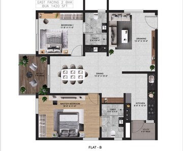 Floor Plan in 2 BHK Apartment at Vian Mrida, Kollur – for Sale