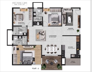Floor Plan in 2 BHK Apartment at Vian Mrida, Kollur – for Sale