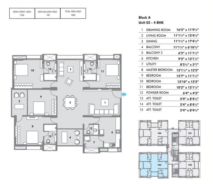 Floor Plan, pacifica-hillcrest-phase-2 2 Bedroom 940 Sq.Ft. Apartment In Gachibowli Hyderabad 9424751