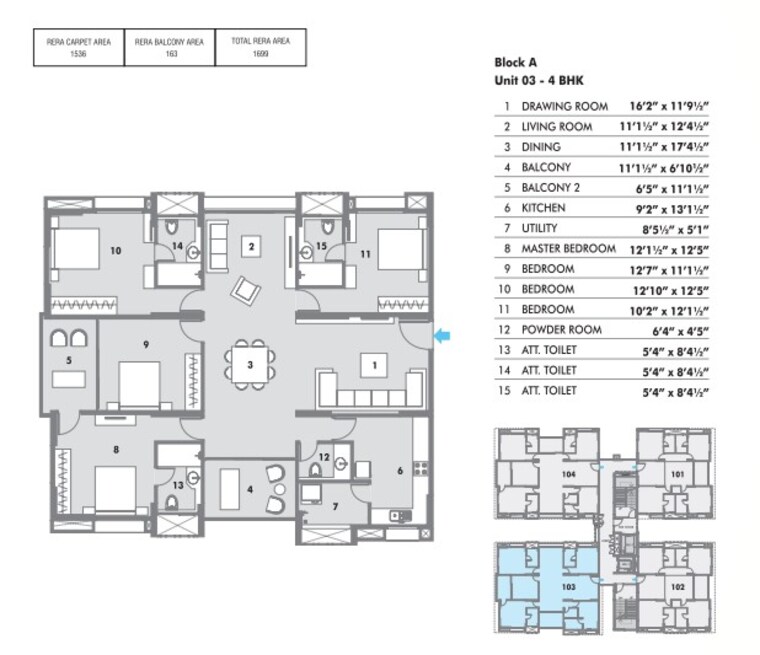 Floor Plan, pacifica-hillcrest-phase-2 2 Bedroom 940 Sq.Ft. Apartment In Gachibowli Hyderabad 9424751