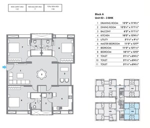 Floor Plan in 2 BHK Apartment at Pacifica Hillcrest Phase 2, Gachibowli – for Sale