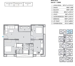 Floor Plan in 2 BHK Apartment at Pacifica Hillcrest Phase 2, Gachibowli – for Sale