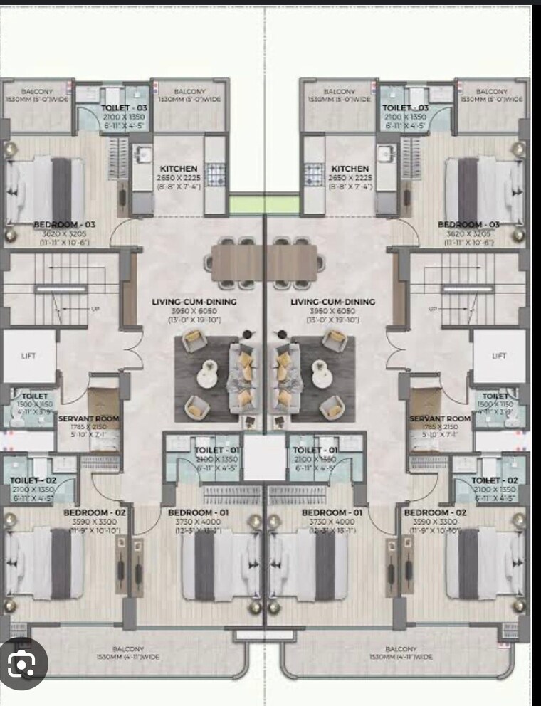 Floor Plan, ganga-kashi-residences 3.5 Bedroom 2080 Sq.Ft. Builder Floor In Sector 89 Gurgaon 9427074