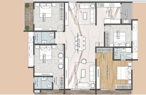 Floor Plan in 4 BHK Apartment at Padmarao Nagar – for Sale