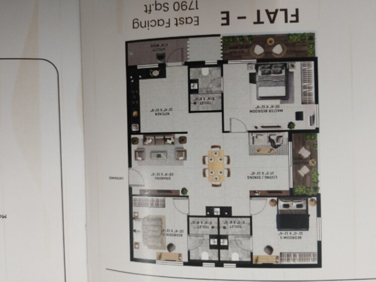 Floor Plan, vian-mrida 3 Bedroom 1740 Sq.Ft. Apartment In Kollur Hyderabad 9428519