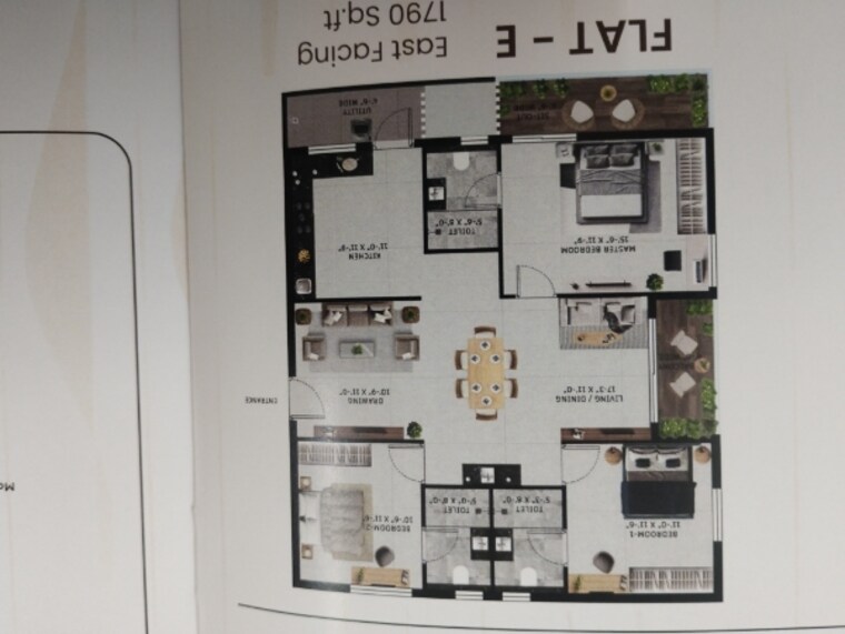 Floor Plan, vian-mrida 3 Bedroom 1740 Sq.Ft. Apartment In Kollur Hyderabad 9428519