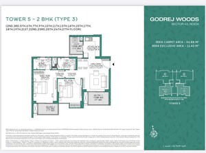 Floor Plan in 2 BHK Apartment at Godrej Woods, Sector 43 – for Sale