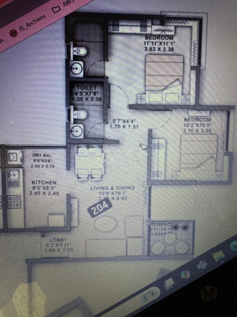Floor Plan, vtp-hilife 2 Bedroom 721 Sq.Ft. Apartment In Wakad Pune 9428863