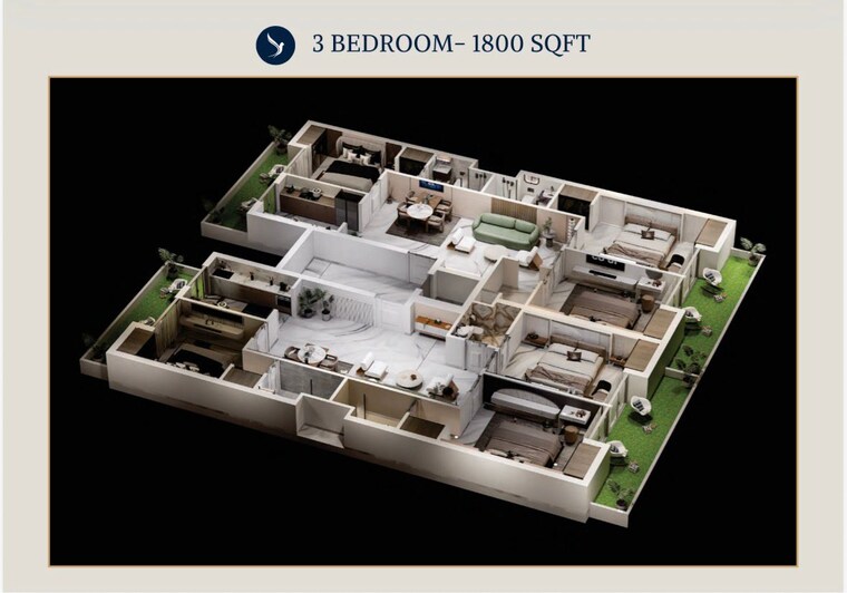 Floor Plan, dhakoli 3 Bedroom 2400 Sq.Ft. Apartment In Dhakoli Zirakpur 9429468