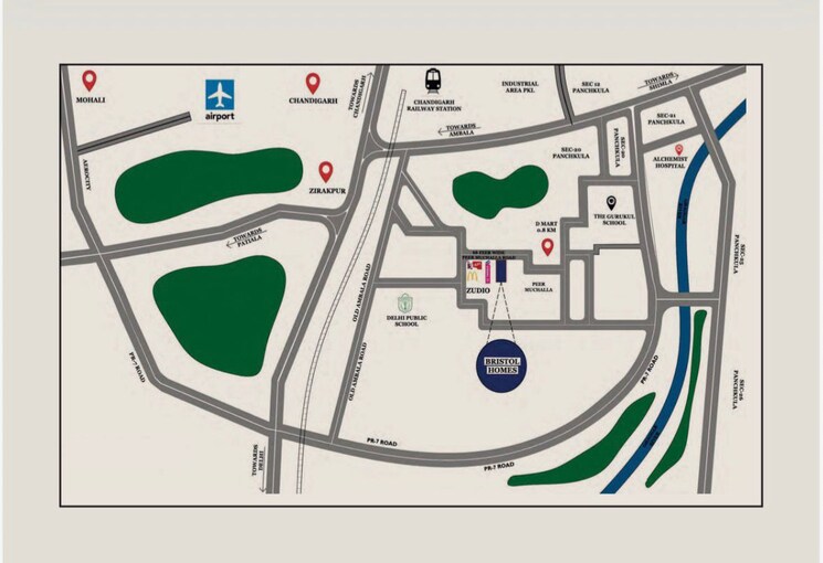 Map Location, dhakoli 3 Bedroom 2400 Sq.Ft. Apartment In Dhakoli Zirakpur 9429468