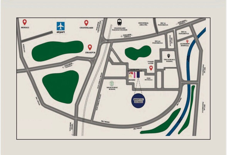 Map Location, dhakoli 3 Bedroom 2400 Sq.Ft. Apartment In Dhakoli Zirakpur 9429468