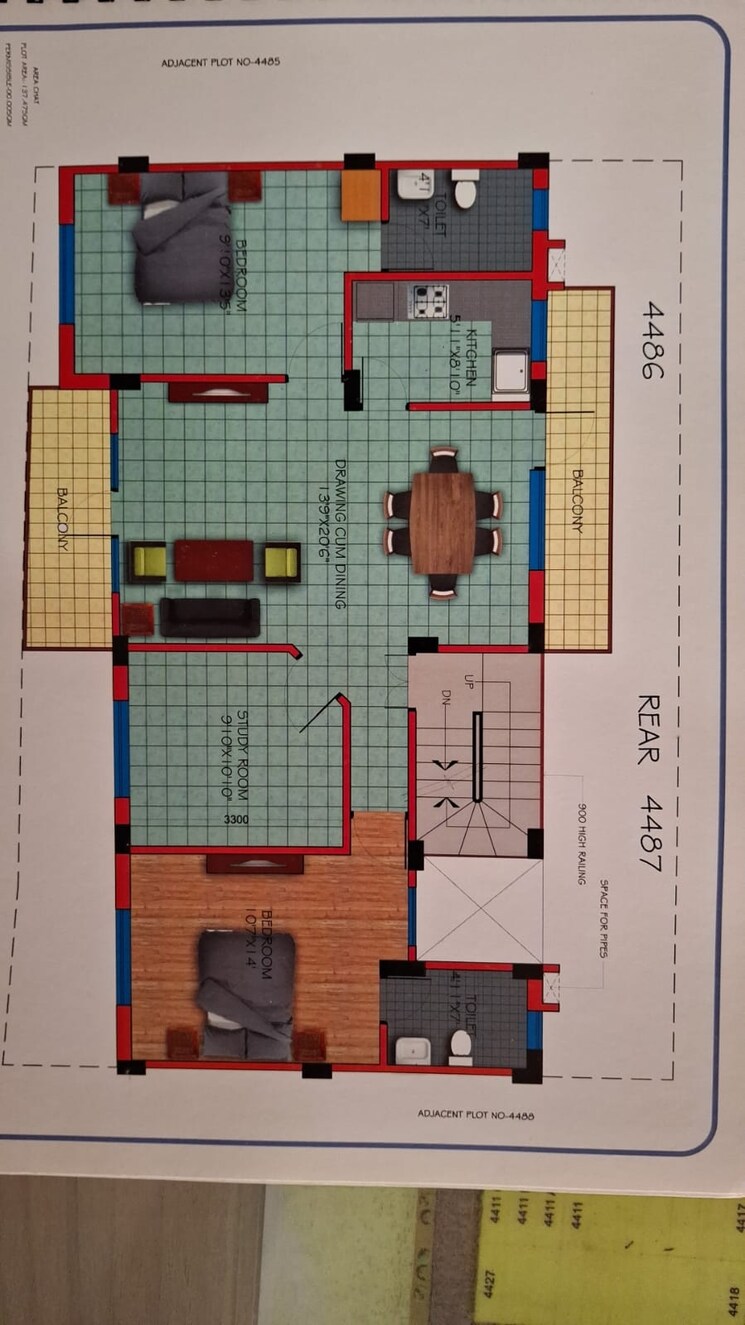 Floor Plan, sector 49 3 Bedroom 1377 Sq.Ft. Builder Floor In Sector 49 Faridabad 9434837