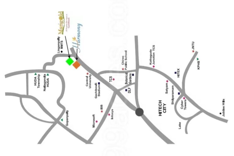 Map Location, legend-marigold 4 Bedroom 2681 Sq.Ft. Villa In Gachibowli Hyderabad 9435111