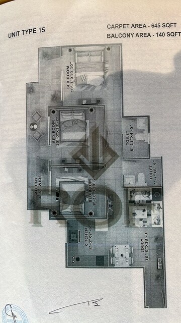 Floor Plan in 3 BHK Apartment at ROF Aalayas Phase 2, Sector 102 – for Sale