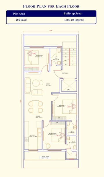 Floor Plan in 2.5 BHK Builder Floor at Sector 40 – for Sale